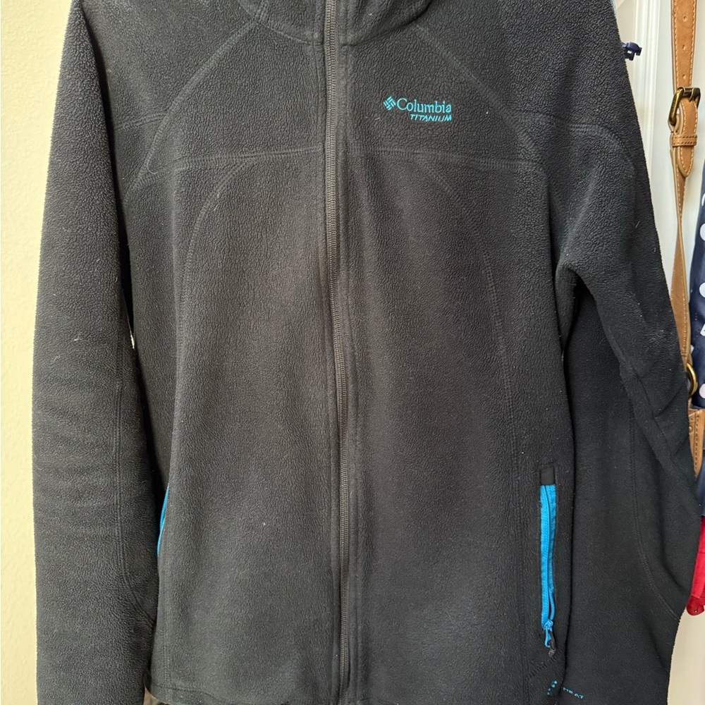 Columbia Titanium Black Jacket with Blue Logo